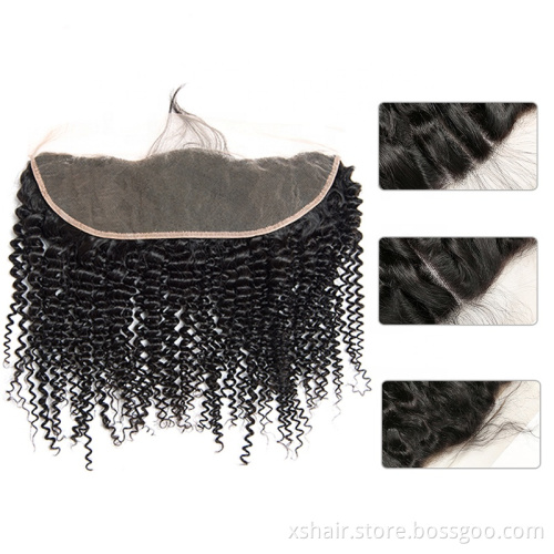 Hot sale factory kinky curly deep curly ear to ear closure frontal lace closure virgin human hair lace front